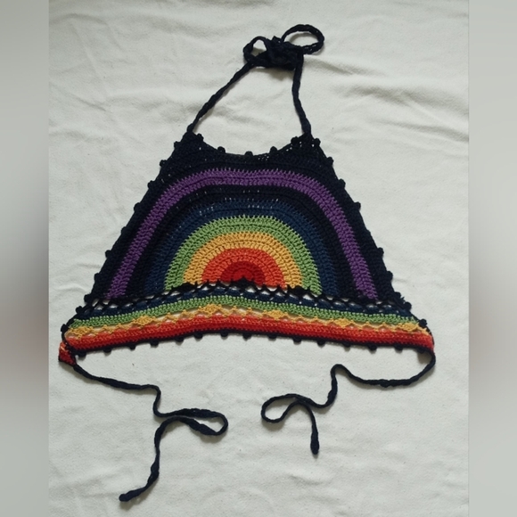 Colorful Rainbow Crochet Halter Top - Picture 3 of 5